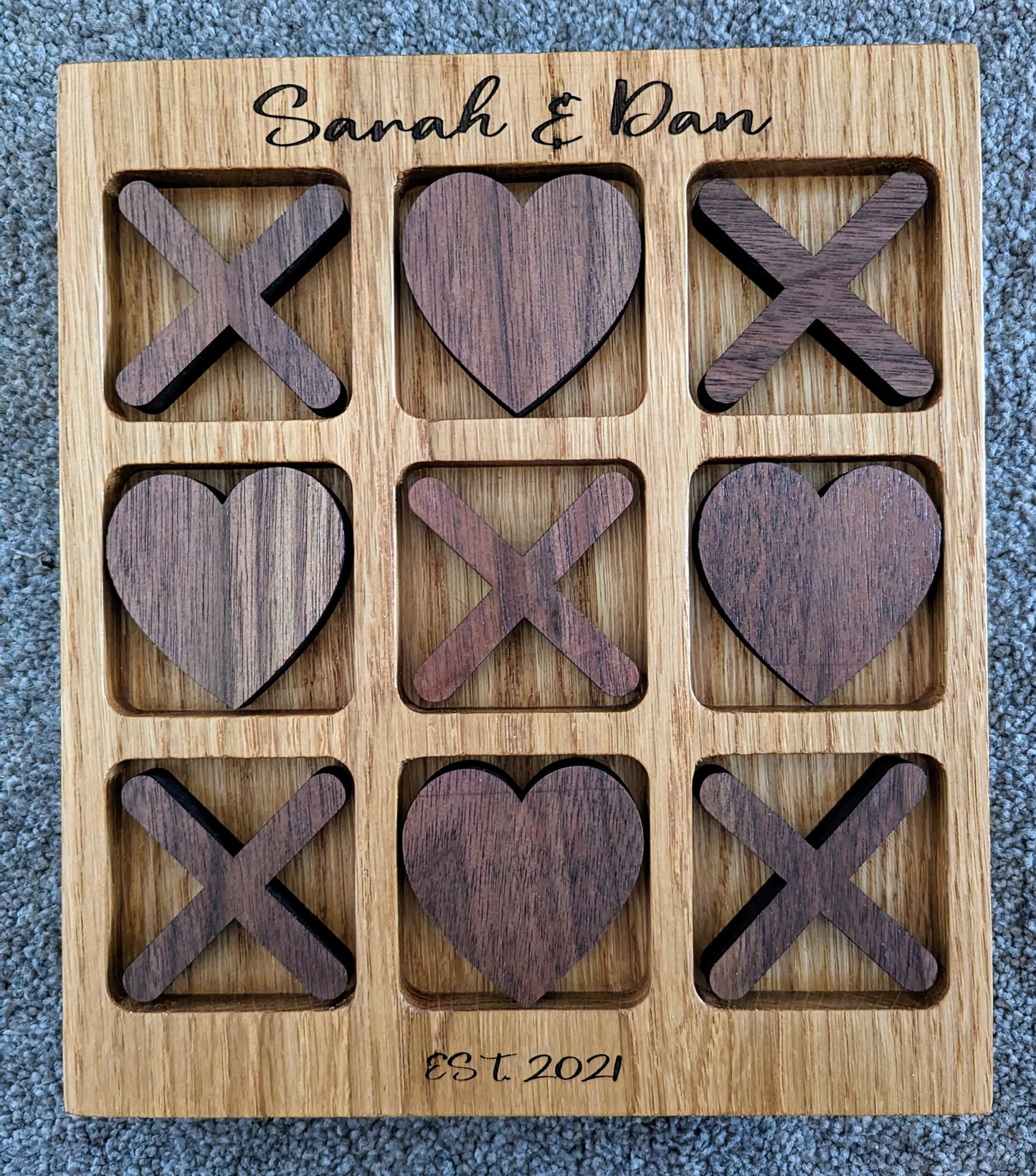 Personalised "Hearts & Kisses" Tic-Tac-Toe