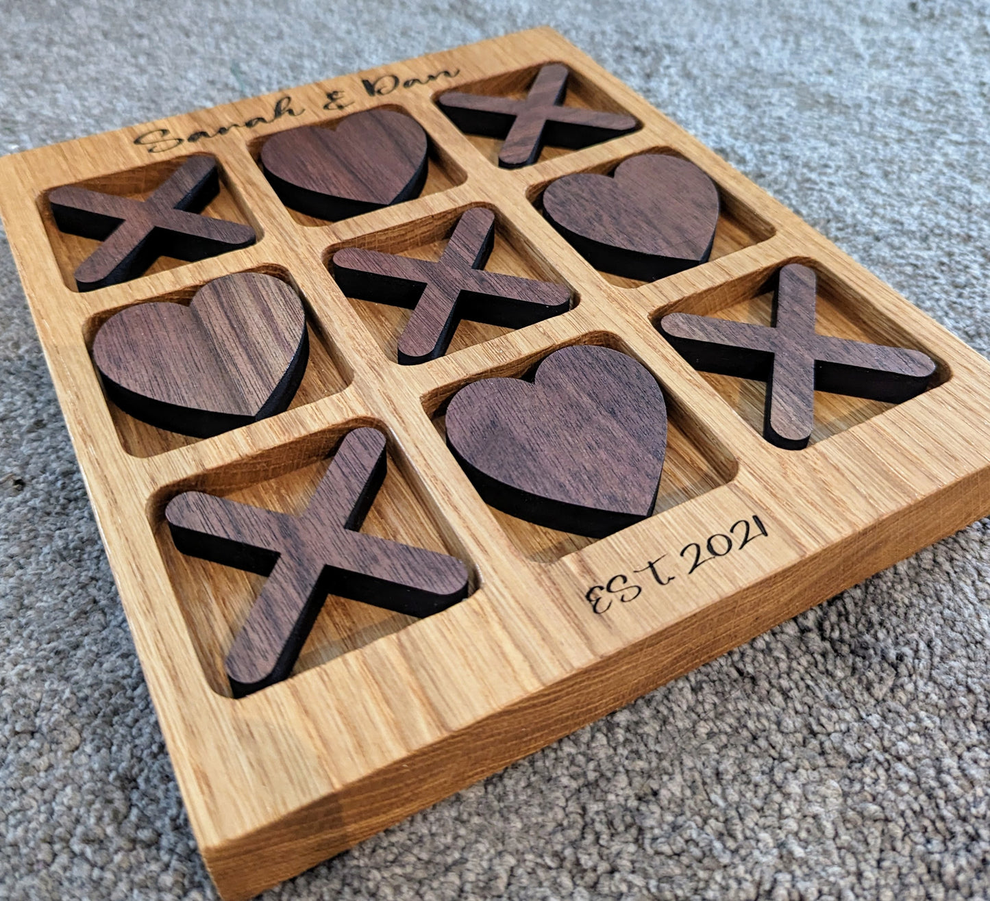 Personalised "Hearts & Kisses" Tic-Tac-Toe